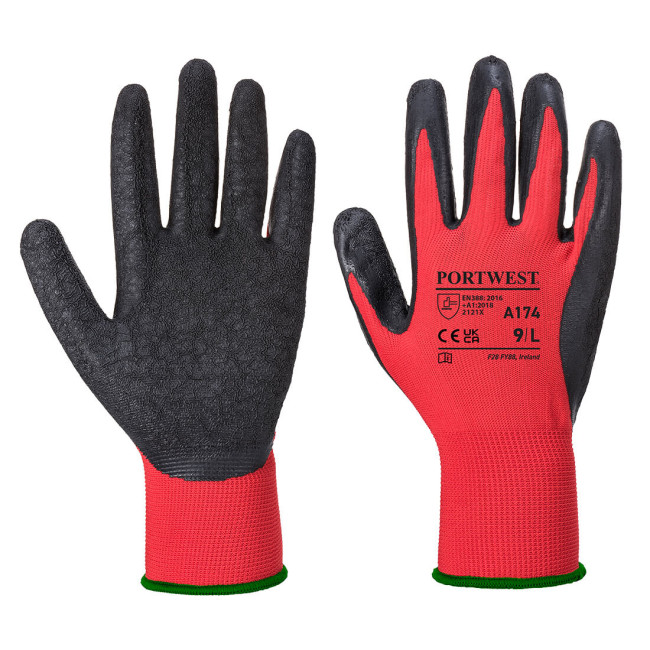Flex Grip Latex-Handschuhe rot/schwarz - Portwest