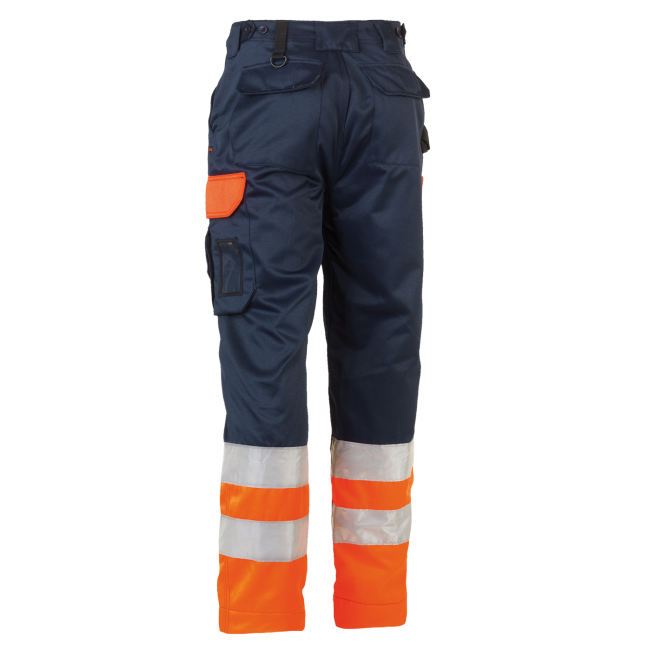 Pantalon de travail haute visibilité Olympus Bleu marine et orange - Herock