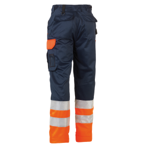 Werkbroek hoge zichtbaarheid Olympus Marineblauw en oranje - Herock