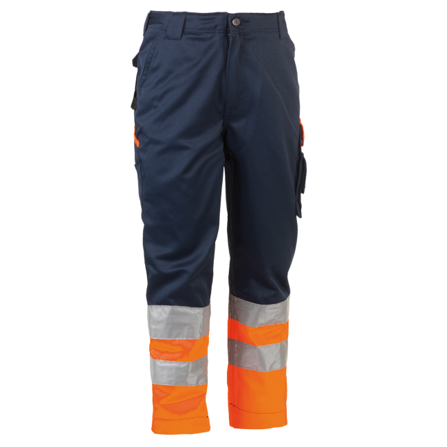 Pantalon de travail haute visibilité Olympus Bleu marine et orange - Herock