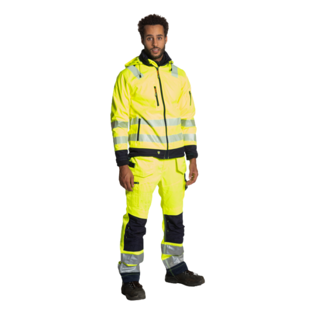 Werkbroek hoge zichtbaarheid Olympus Geel en marineblauw - Herock