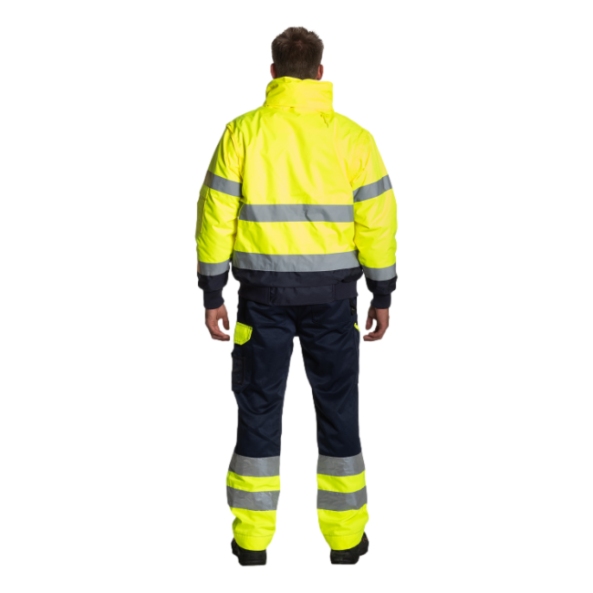 Werkbroek hoge zichtbaarheid Olympus Marineblauw en geel - Herock