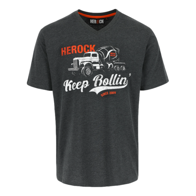 T-shirt z krótkimi rękawami Rollin Ciemnoszary melanż - Herock
