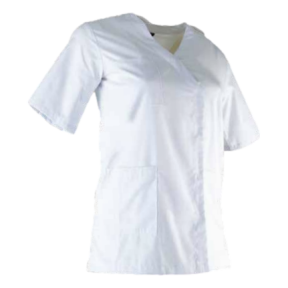 Tunique médicale boutonnée femme Clinique Blanc - LMA