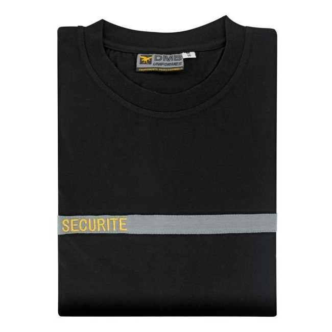 T-shirt Sécurité szara taśma złoty haft