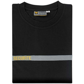 Sicherheits-T-Shirt mit grauem Streifen und goldener Stickerei