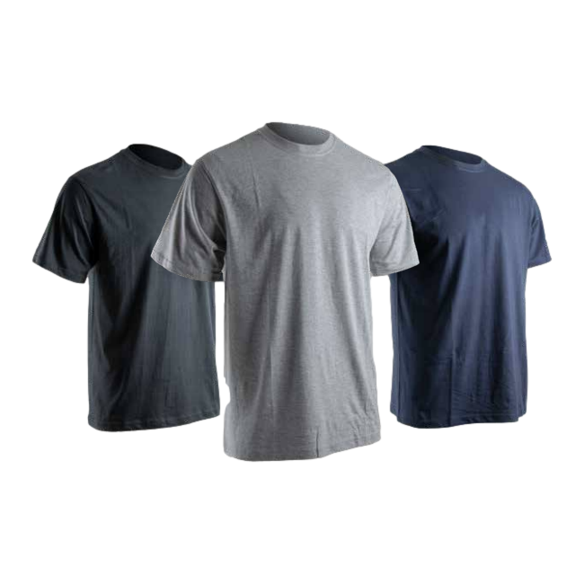 Lot 3 t-shirts unis manches courtes Lyon Gris noir et bleu - LMA