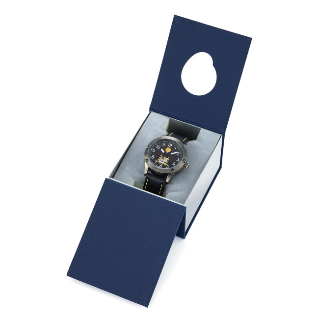 Herren-Automatikuhr mit schwarzem Lederarmband Tarmac 701 M23 - Patrouille de France