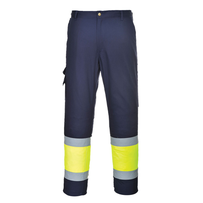Spodnie bojowe E049 Hi-Vis dwukolorowe Żółte/Granatowe - Portwest