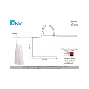 Tablier Boucher en polyester et coton noir - SNV
