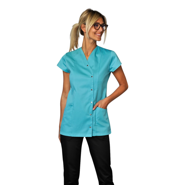 Dames tuniek korte mouwen Salomé Turquoise blauw - SNV