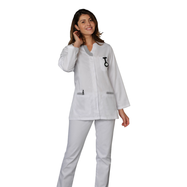 Tunique femme manches réglables Lila Blanc et gris - SNV