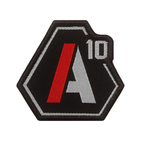 A10 geborduurd patch wit/rood op zwarte stof - A10 Equipement