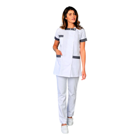 Tunique femme manches courtes Berny Blanc et denim - SNV