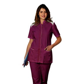 Tunique femme manches courtes Adèle Prune et gris - SNV