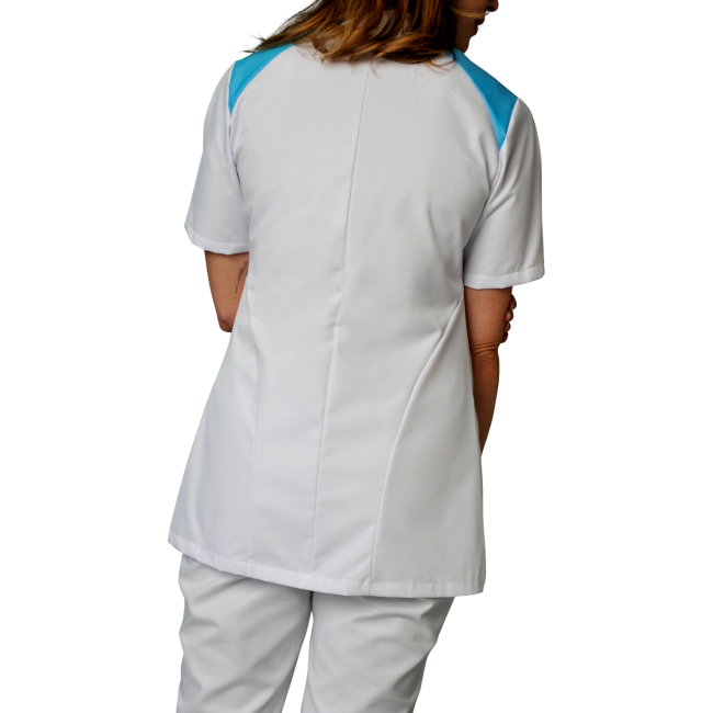 Dames tuniek korte mouwen Adèle Wit en atoll blauw - SNV