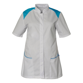 Tunique femme manches courtes Adèle Blanc et bleu atoll - SNV