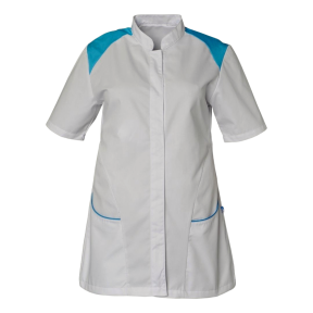 Tunique femme manches courtes Adèle Blanc et bleu atoll - SNV