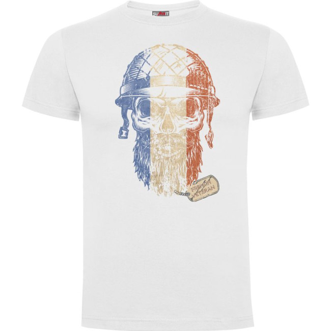 T-SHIRT 100% BAWEŁNA FRENCH VETERAN BIAŁY - ARMY DESIGN BY SUMMIT OUTDOOR - Dobry stan - RS - Używany