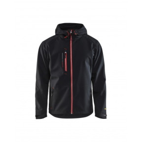 Kurtka Softshell z kapturem Czarny/Czerwony - Blaklader