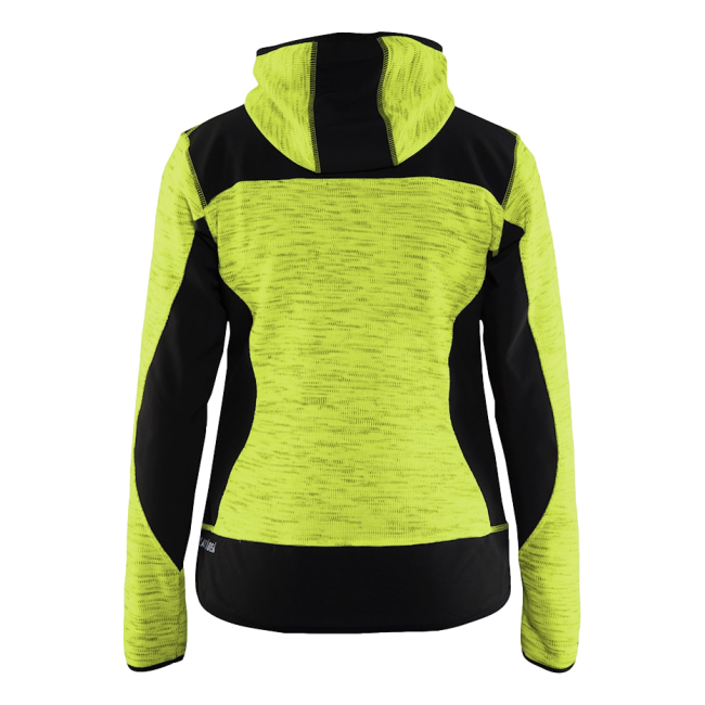 Gebreide hoodie vest voor dames Fluor geel en zwart - Blaklader