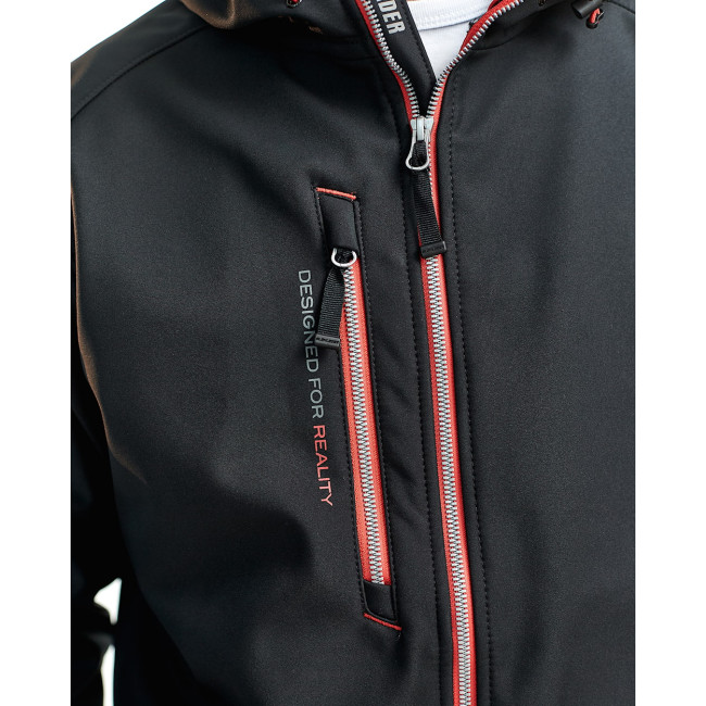 Softshell Jas met Capuchon Zwart/Rood - Blaklader
