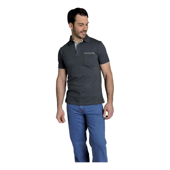 Polo homme Sasha 100% coton Gris convoy et gris clair - SNV