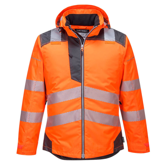 PARKA HV PW3POMARAŃCZOWA SZARA - PORTWEST