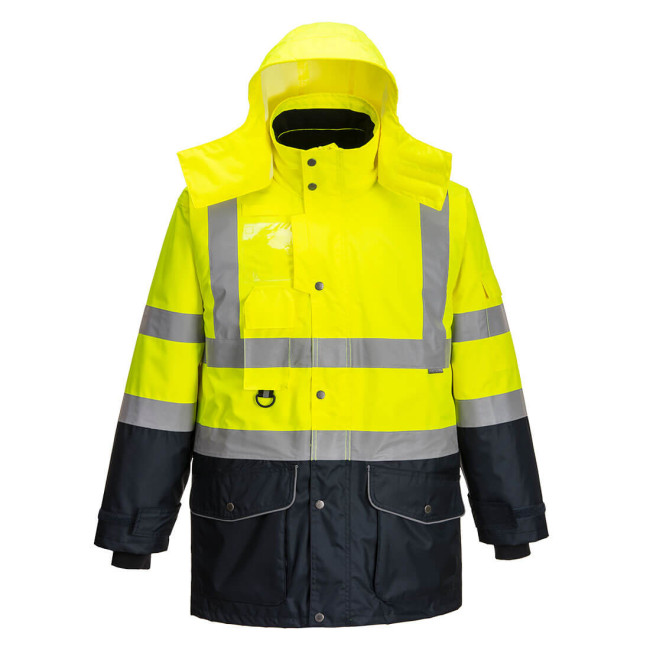 Hochsichtbare 7-in-1 Parka Traffic Contrast Gelb/Marine - Portwest