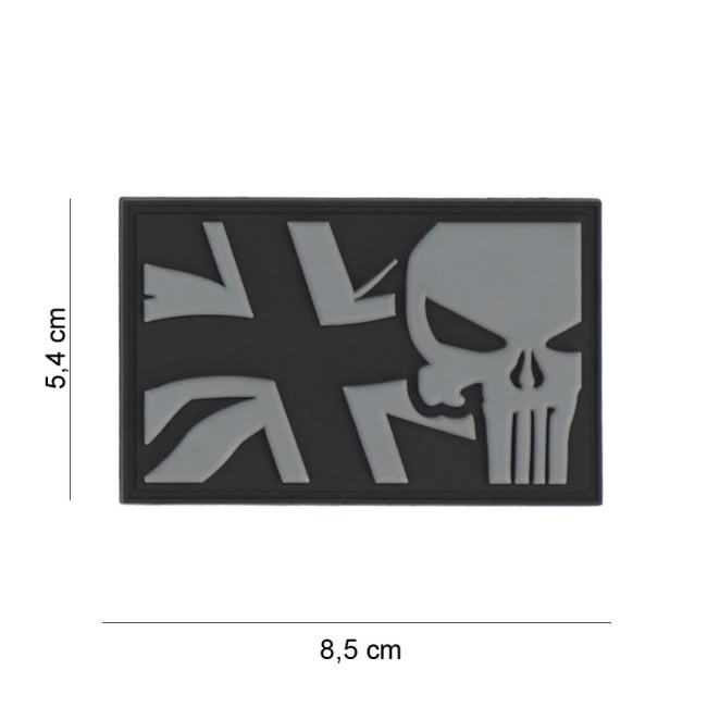 Patch 3D PVC Punisher UK flag grey - 101 Inc
