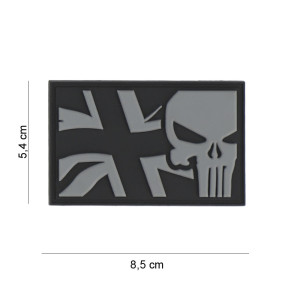 Patch 3D PVC Punisher UK flag grey - 101 Inc