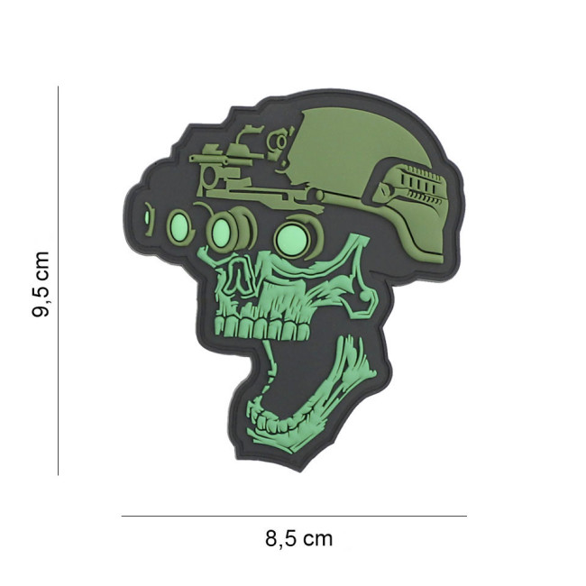 Patch 3D PVC Night vision skull green - 101 Inc