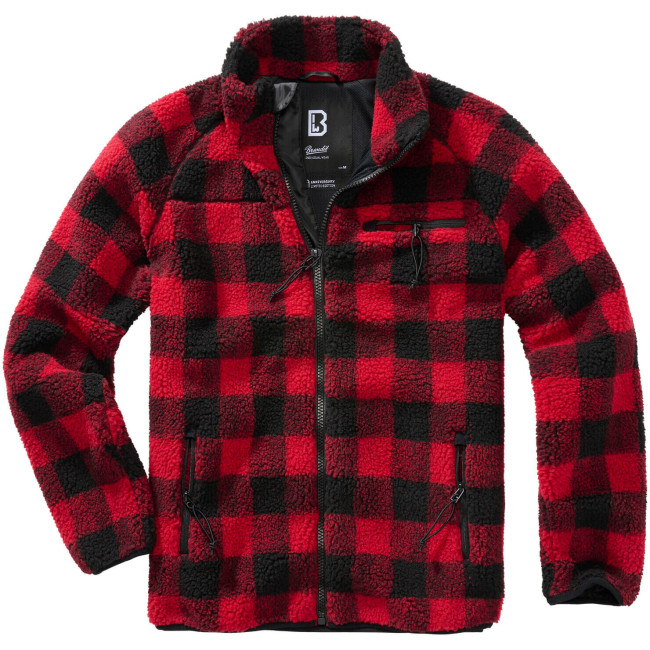 Fleecejacke mit Kapuze rot/schwarz - Brandit