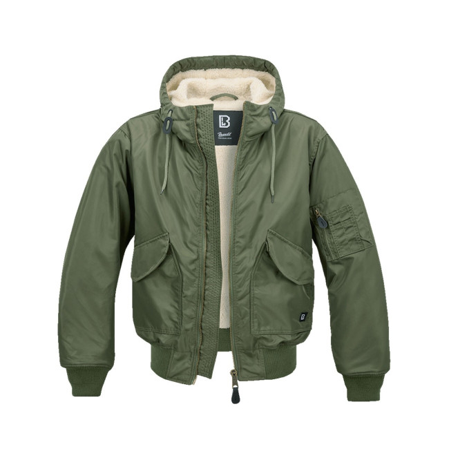 Olivgrüne CWU-Fliegerjacke mit Kapuze - Brandit