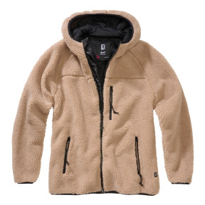 Kamelfarbene Damen-Fleecejacke mit Kapuze - Brandit