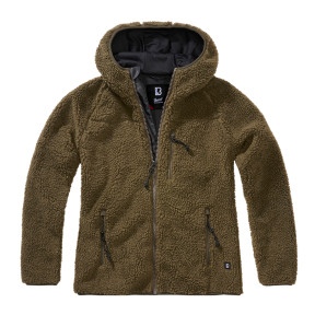 Olivgrüne Damen-Fleecejacke mit Kapuze - Brandit