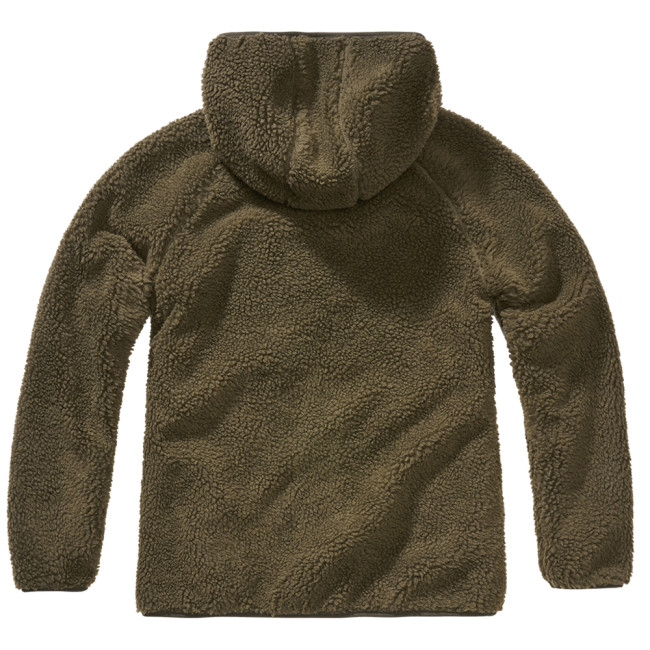 Olivgrüne Damen-Fleecejacke mit Kapuze - Brandit
