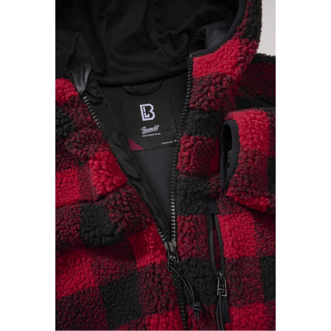 Damen Fleecejacke mit Kapuze rot/schwarz - Brandit
