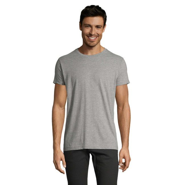 T-shirt męski okrągły dekolt dopasowany Impérial Fit szary melanż - Sol's