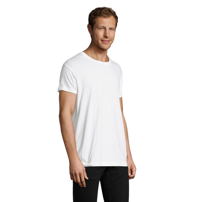 T-shirt heren Regent Fit ronde hals getailleerd wit - Sol's