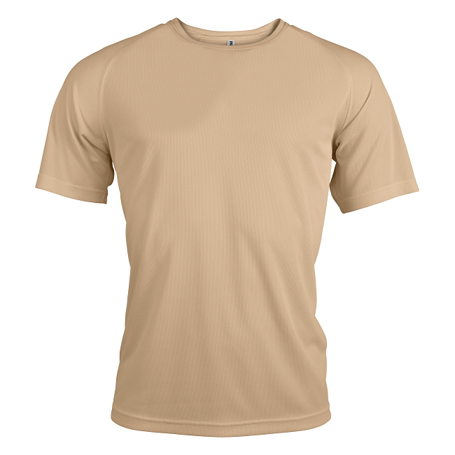 Ademend Sport T-shirt Uni Korte Mouwen 140 Heren Zand - PROACT
