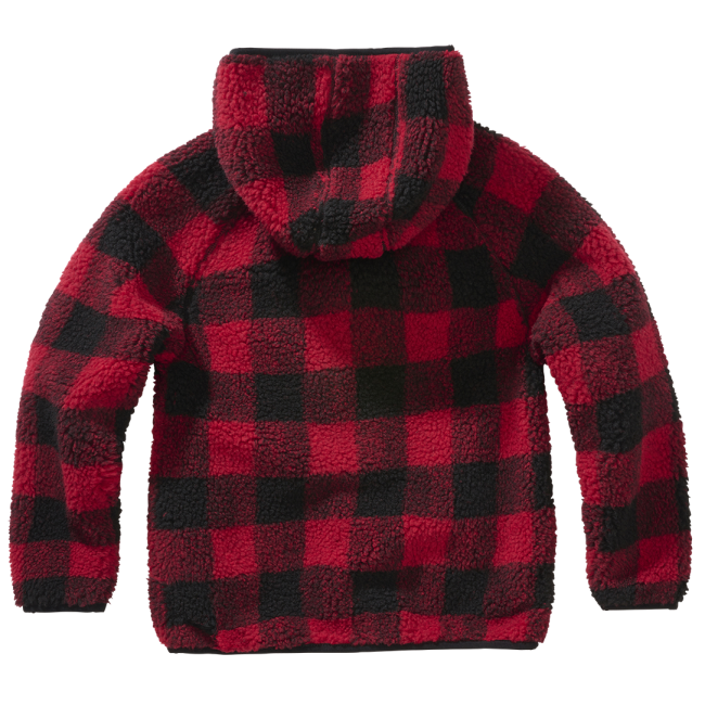 Kinder Fleecejacke mit Kapuze rot/schwarz - Brandit