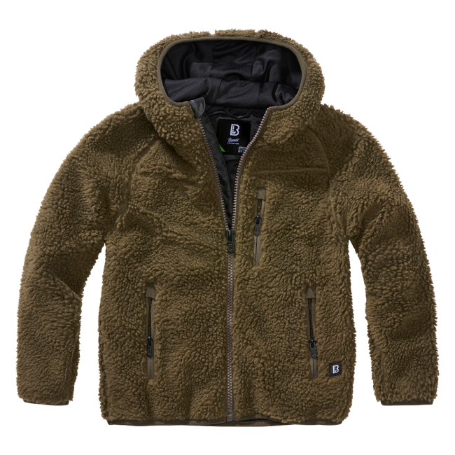 Kinder fleece jas met capuchon olive - Brandit