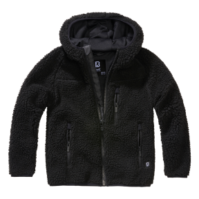Kinder Fleecejacke mit Kapuze schwarz - Brandit