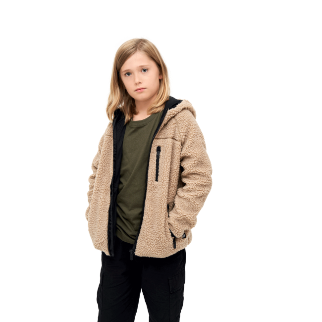 Kinder Fleecejacke mit Kapuze camel - Brandit