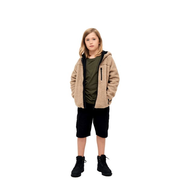 Veste polaire enfant à capuche camel - Brandit