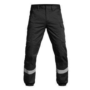 Pantalon avec bande HV et bas élastiqué Sécu-One - Noir - A10 Equipment