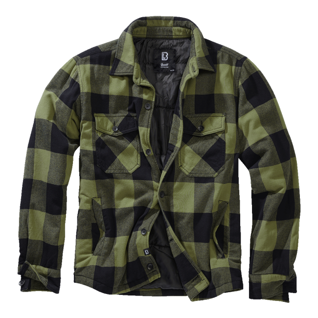 Veste en flanelle matelassée noir/olive - Brandit