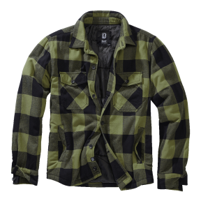 Veste en flanelle matelassée noir/olive - Brandit
