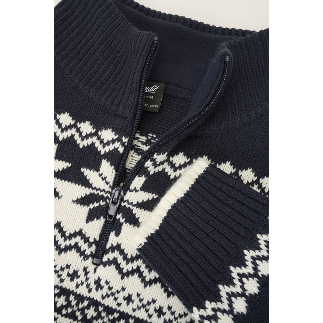 Sweter norweski z zamkiem granatowy - Brandit